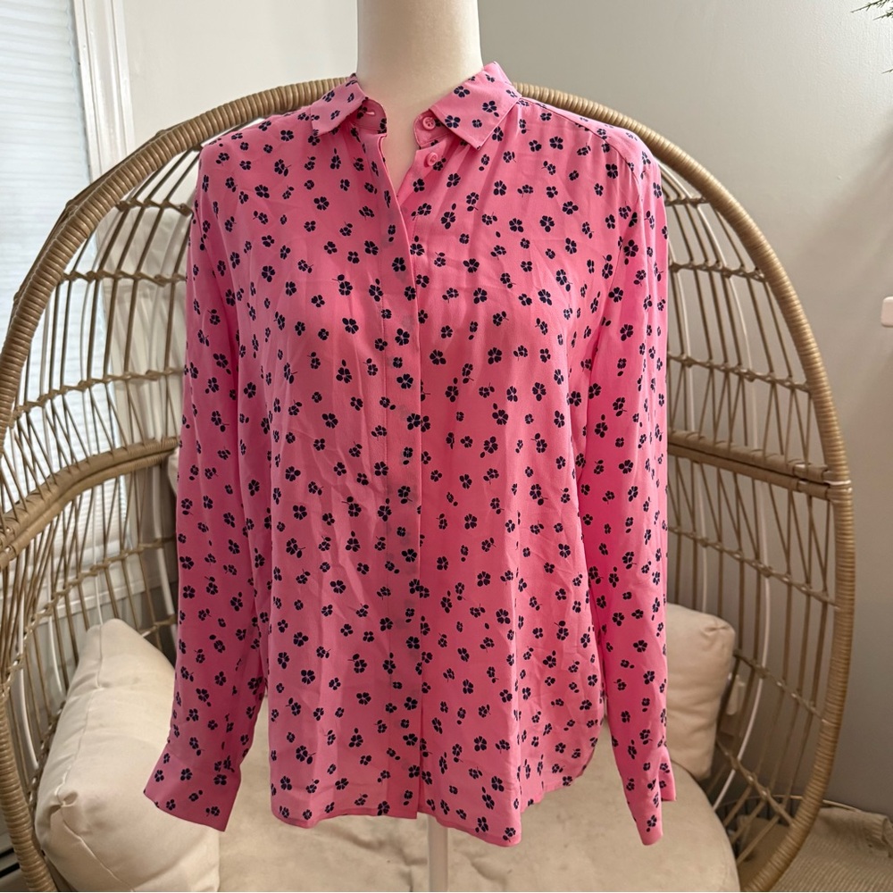 & Other Stories Paris Atelier Pink Silk‎ Floral Blouse Size US 10